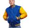 Bright Royal Blue Wool Bright Gold Leather Sleeves